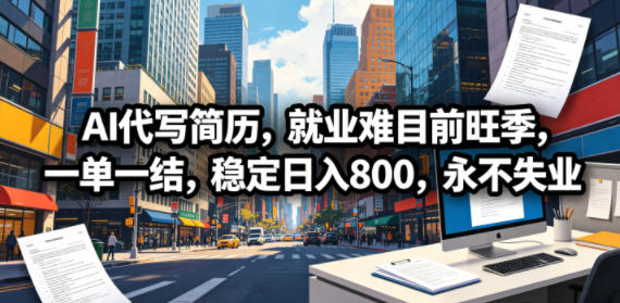 AI代写简历，就业难目前旺季，一单一结，稳定日入800，永不失业-大象聊项目