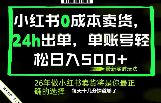 小红书0成本AI卖货，24小时出单，全流程托管，保底日入500+，每天十几分钟就够了【揭秘】-大象聊项目
