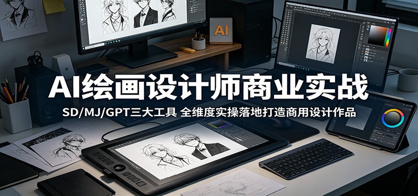 AI绘画设计师商业实战：SD/MJ/GPT三大工具，全维度实操落地打造商用设计作品-大象聊项目