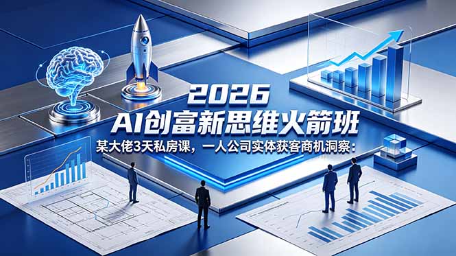 2026 AI 创富新思维火箭班：某大佬3天私房课，一人公司实体获客商机洞察-大象聊项目