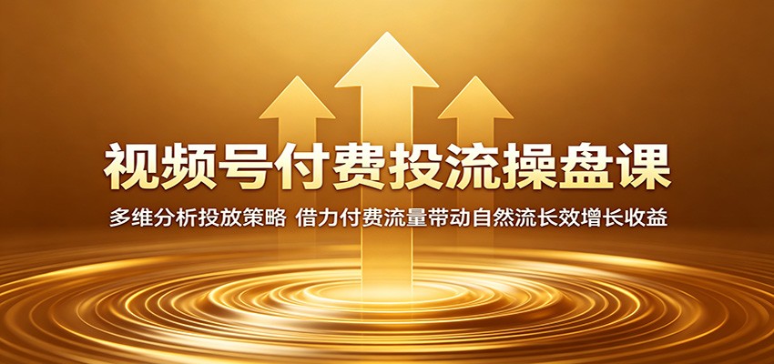 视频号付费投流操盘课：多维分析投放策略，借力付费流量带动自然流长效增长收益-大象聊项目