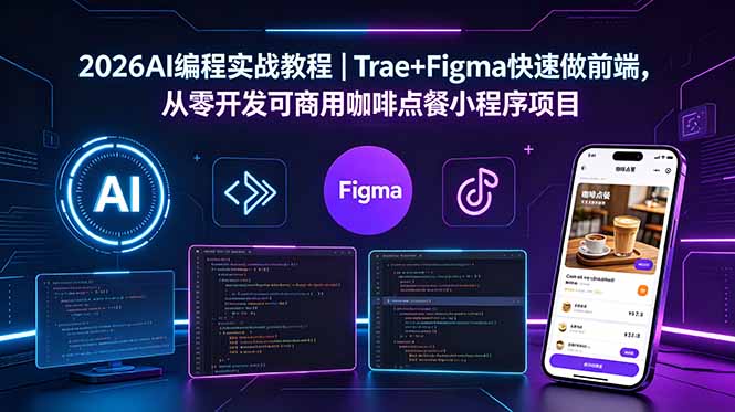 2026AI编程实战教程｜Trae+Figma快速做前端，从零开发可商用咖啡点餐小程序项目-大象聊项目