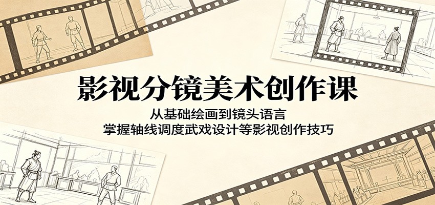 影视分镜美术创作课：从基础绘画到镜头语言，掌握轴线调度武戏设计等影视创作技巧-大象聊项目