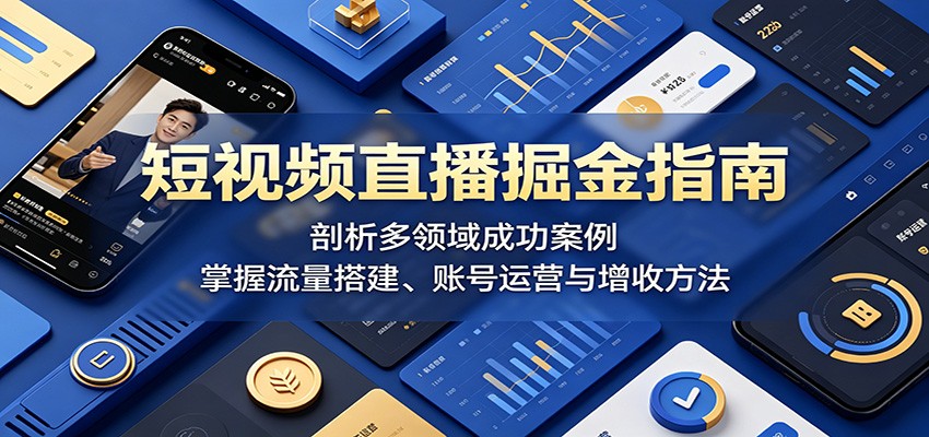 短视频直播掘金指南：剖析多领域成功案例，掌握流量搭建、账号运营与增收方法-大象聊项目