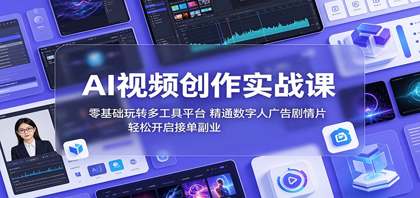 AI视频创作实战课：零基础玩转多工具平台，精通数字人广告、剧情片，轻松开启接单副业-大象聊项目