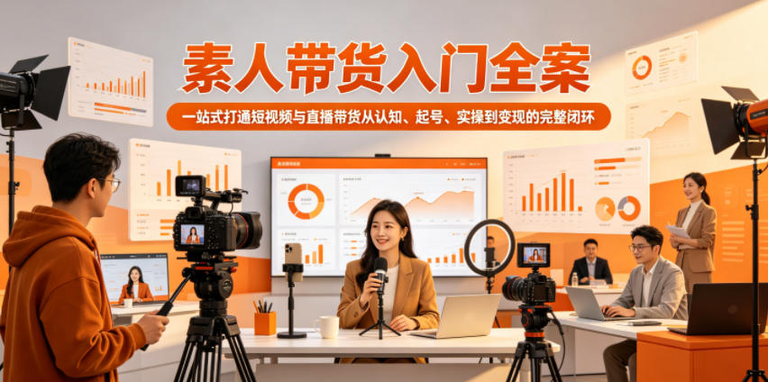 素人带货入门全案，一站式打通短视频与直播带货从认知、起号、实操到变现的完整闭环-大象聊项目
