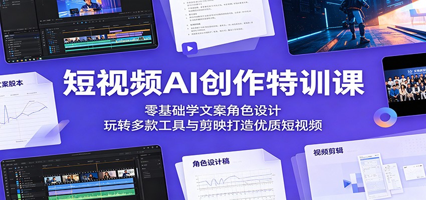 短视频AI创作特训课：零基础学文案角色设计，玩转多款工具与剪映打造优质短视频-大象聊项目