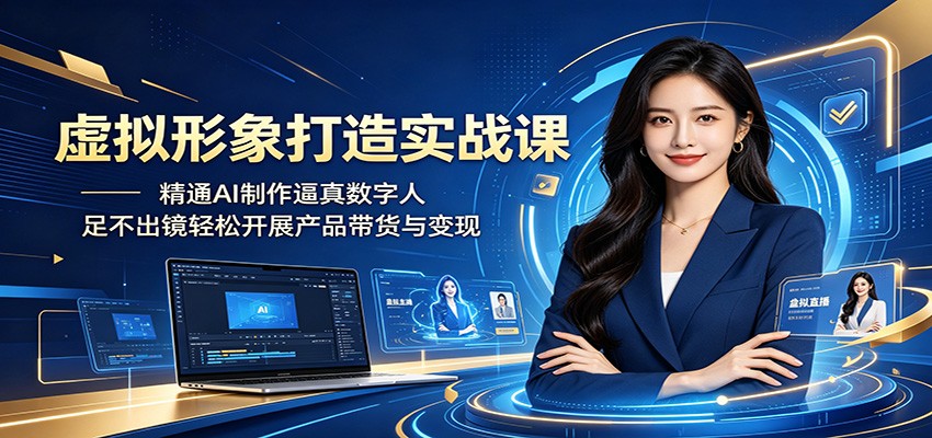 虚拟形象打造实战课：精通AI制作逼真数字人，足不出镜轻松开展产品带货与变现-大象聊项目