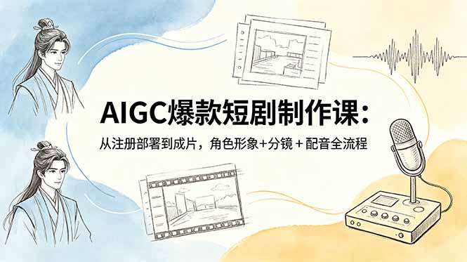 AIGC爆款短剧制作课：从注册部署到成片，角色形象+分镜+配音全流程-大象聊项目