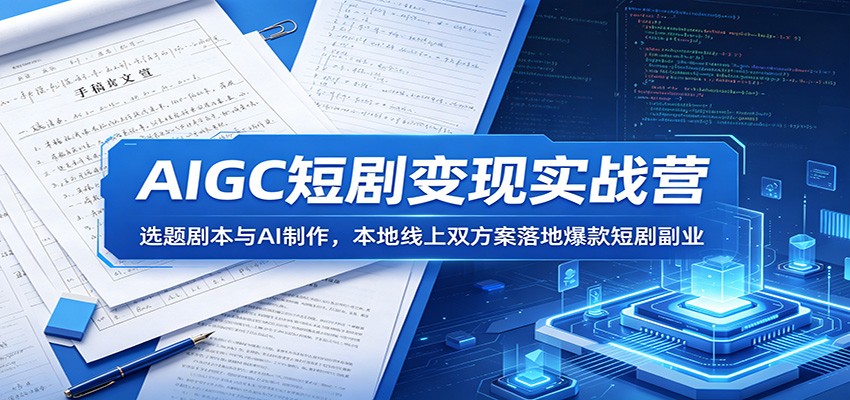 AIGC短剧变现实战营：选题剧本与AI制作，本地线上双方案落地爆款短剧副业-大象聊项目