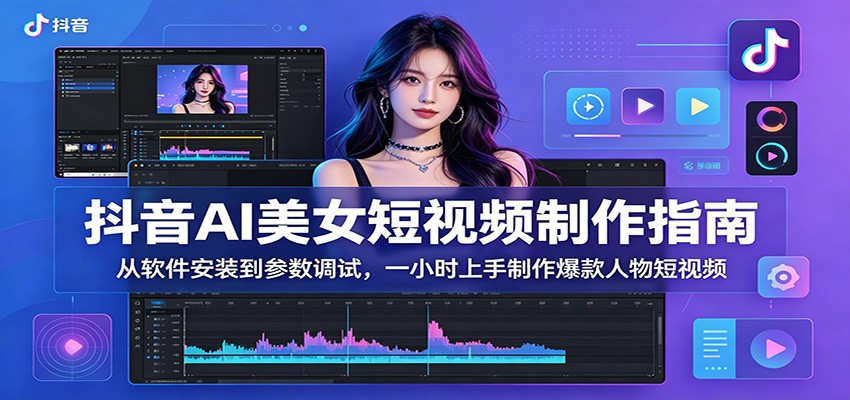 抖音AI美女短视频制作指南：从软件安装到参数调试，一小时上手制作爆款人物短视频-大象聊项目