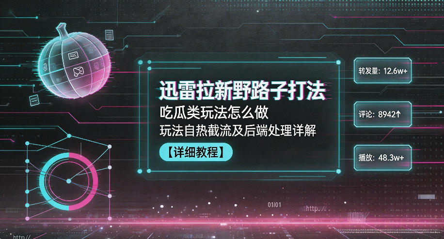 迅雷拉新野路子打法，吃瓜类玩法怎么做，玩法自热截流及后端处理详解-大象聊项目