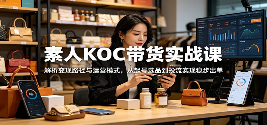 素人KOC带货实战课：解析变现路径与运营模式，从起号选品到投流实现稳步出单-大象聊项目