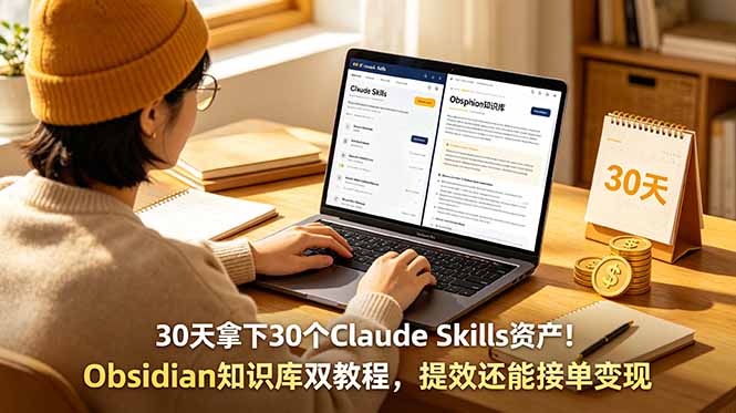 30天拿下30个Claude Skills资产！Obsidian知识库双教程，提效还能接单变现-大象聊项目