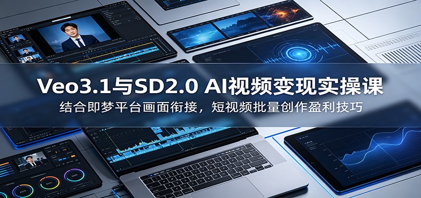 Veo3.1与SD2.0 AI视频变现实操课课：结合即梦平台画面衔接，短视频批量创作盈利技巧-大象聊项目