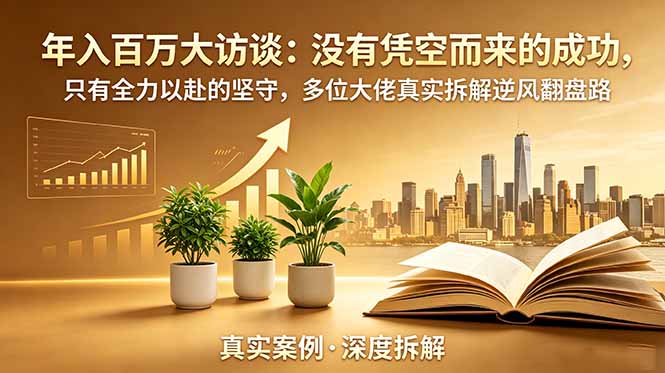 年入百万大访谈-更新：没有凭空而来的成功，只有全力以赴的坚守，多位大佬真实拆解逆风翻盘路-大象聊项目
