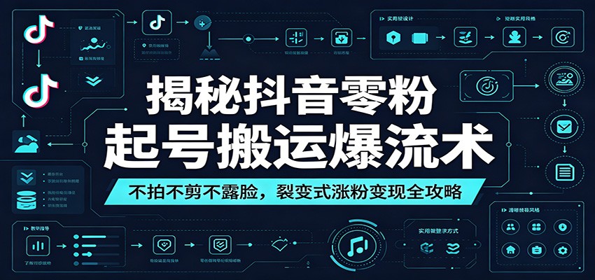揭秘抖音零粉起号搬运爆流术：不拍不剪不露脸，裂变式涨粉变现全攻略-大象聊项目