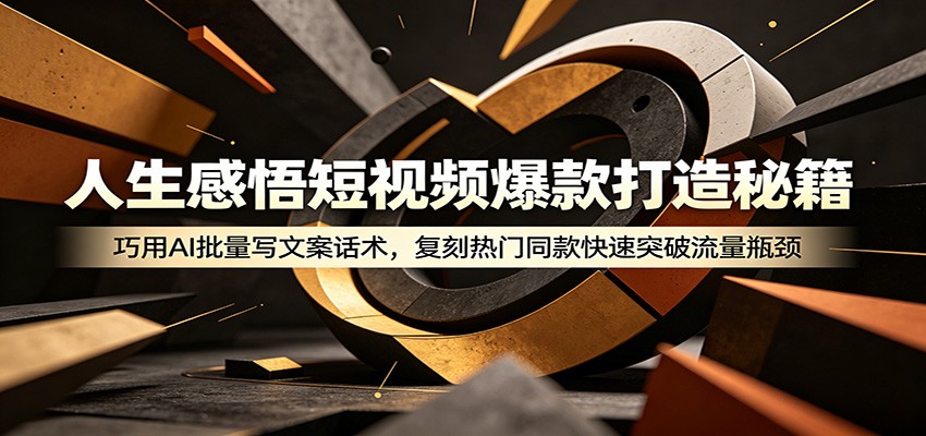 人生感悟短视频爆款打造秘籍：巧用A 批量写文案话术，复刻热门同款快速突破流量瓶颈-大象聊项目