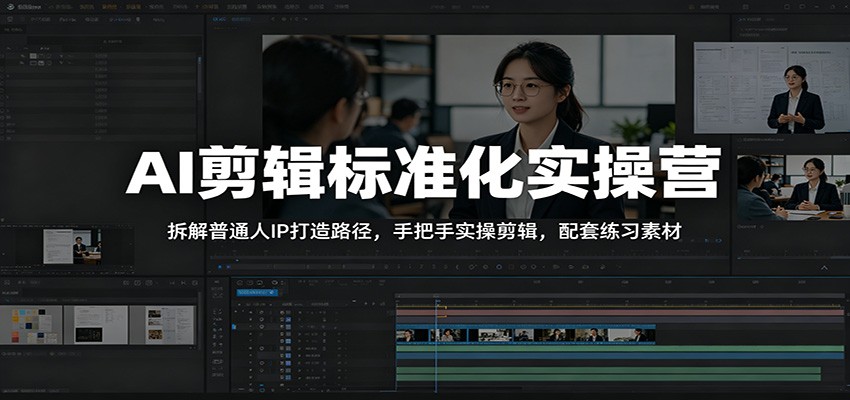 AI剪辑标准化实操营：拆解普通人IP打造路径，手把手实操剪辑，配套练习素材-大象聊项目