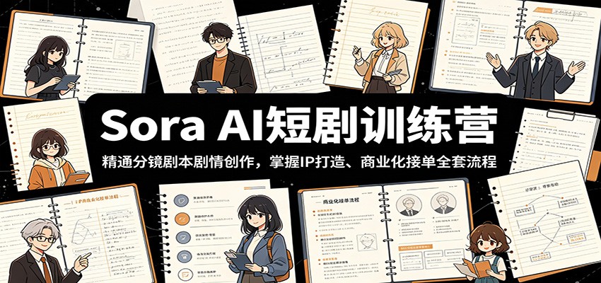 Sora AI短剧训练营：精通分镜剧本剧情创作，掌握IP打造、商业化接单全套流程-大象聊项目