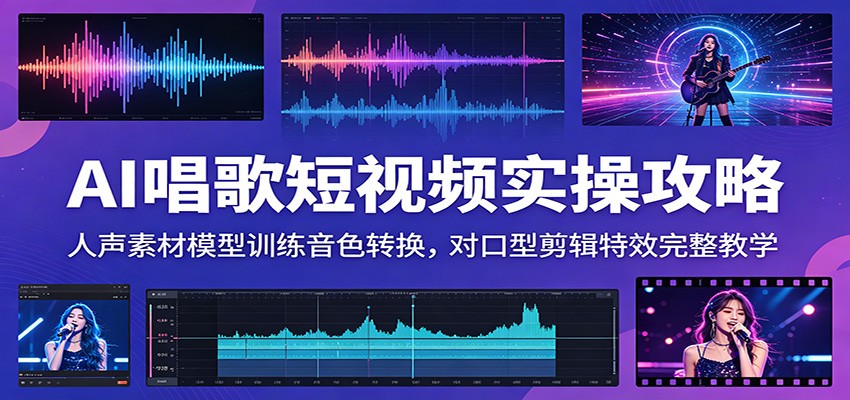 AI唱歌短视频实操攻略：人声素材模型训练音色转换，对口型剪辑特效完整教学-大象聊项目