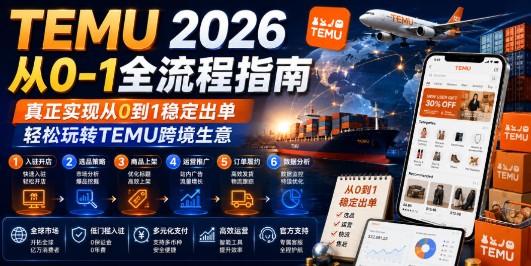 TEMU 2026从0-1全流程指南，真正实现从0到1稳定出单，轻松玩转TEMU跨境生意-大象聊项目