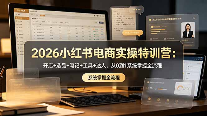 2026小红书电商实操特训营：开店+选品+笔记+工具+达人，从0到1系统掌握全流程-大象聊项目