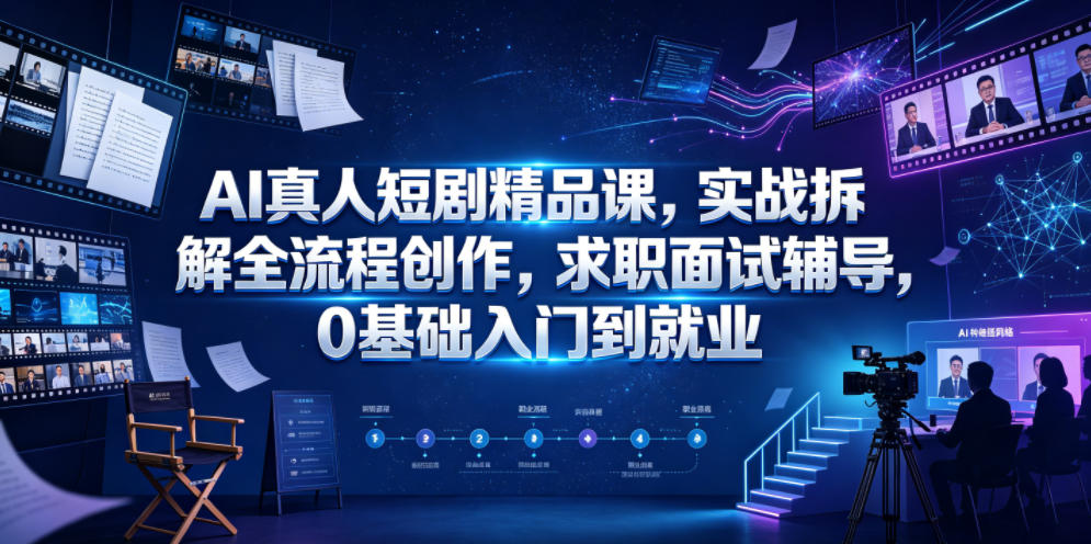 AI真人短剧精品课，实战拆解全流程创作，求职面试辅导，0基础入门到就业-大象聊项目