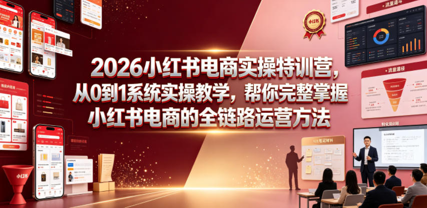 2026小红书电商实操特训营，从0到1系统实操教学，帮你完整掌握小红书电商的全链路运营方法-大象聊项目