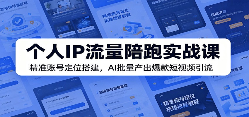 个人IP流量陪跑实战课：精准账号定位搭建，AI批量产出爆款短视频引流-大象聊项目
