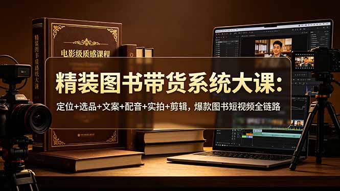 精装图书带货系统大课：定位+选品+文案+配音+实拍+剪辑，爆款图书短视频全链路-大象聊项目
