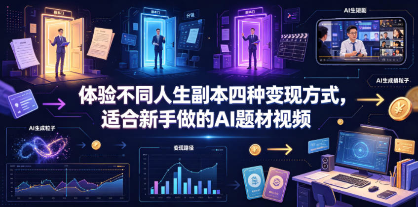 体验不同人生副本四种变现方式，适合新手做的AI题材视频-大象聊项目