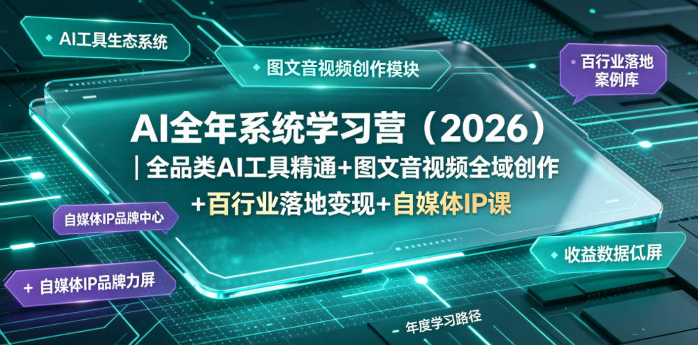 AI全年系统学习营(2026)｜全品类AI工具精通+图文音视频全域创作+百行业落地变现+自媒体IP打造年度进阶大课-大象聊项目