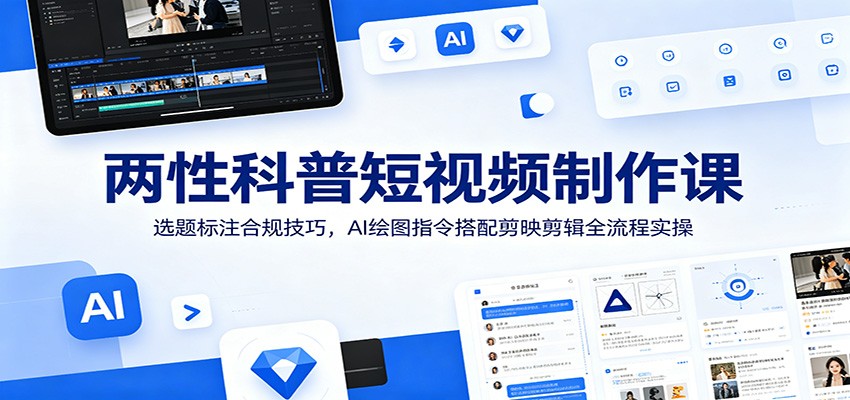 两性科普短视频制作课：选题标注合规技巧，AI绘图指令搭配剪映剪辑全流程实操-大象聊项目