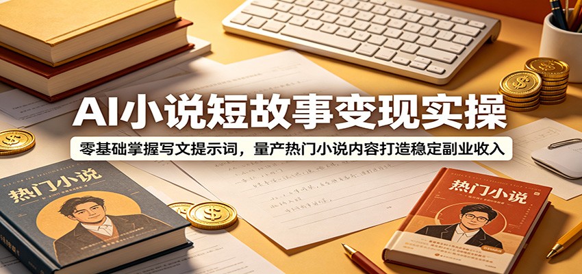 AI小说短故事变现实操：零基础掌握写文提示词，量产热门小说内容打造稳定副业收入-大象聊项目