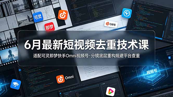 6月最新短视频去重技术课，适配可灵即梦快手Omni视频号，分镜底层重构规避平台查重-大象聊项目
