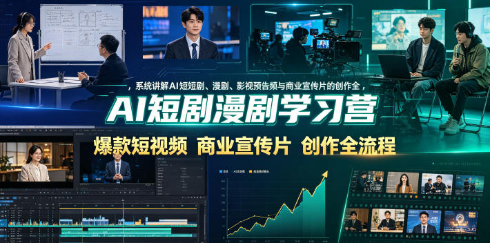 AI短剧漫剧学习营，系统讲解AI短剧、漫剧、影视预告片、爆款短视频与商业宣传片的创作全流程-大象聊项目