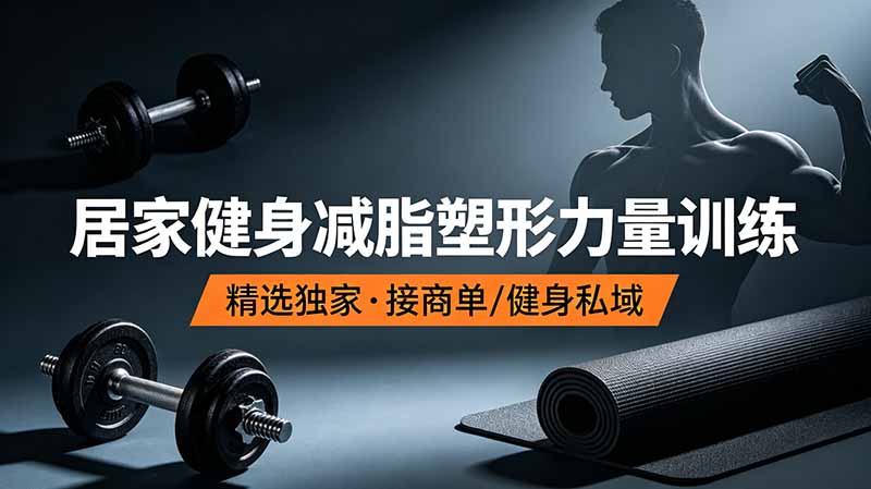 抖音健身热门短视频教学：居家健身减脂塑形力量训练，精选独家，接商单或者健身私域-大象聊项目