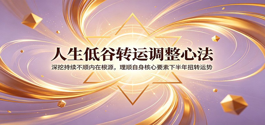 人生低谷转运调整心法：深挖持续不顺内在根源，理顺自身核心要素下半年扭转运势-大象聊项目