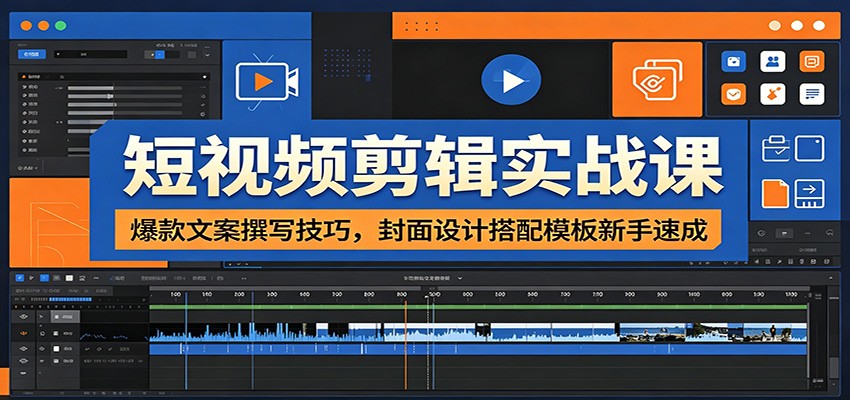 短视频剪辑实战课：爆款文案撰写技巧，封面设计搭配模板新手速成-大象聊项目