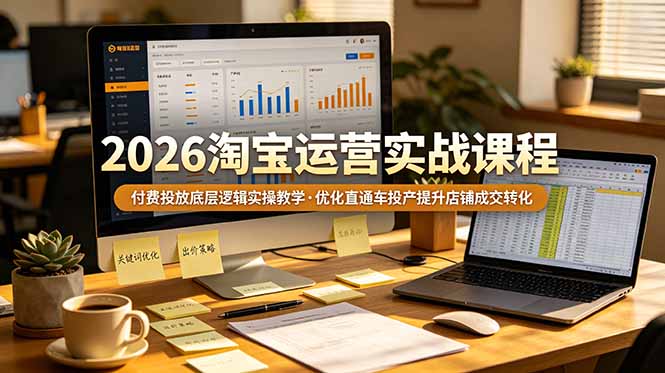 2026 淘宝运营实战课程，付费投放底层逻辑实操教学，优化直通车投产提升店铺成交转化-大象聊项目