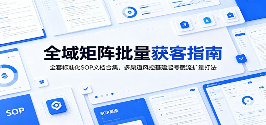 全域矩阵批量获客指南：全套标准化SOP文档合集，多渠道风控基建起号截流扩量打法-大象聊项目