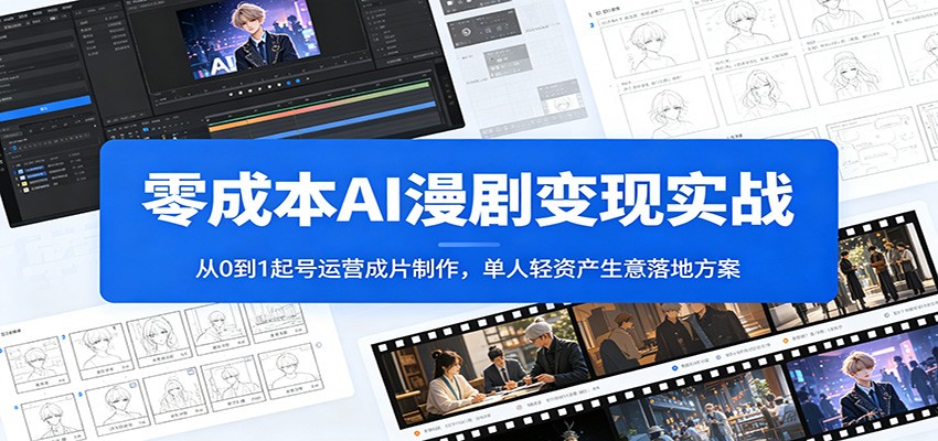 零成本AI漫剧变现实战：从0到1起号运营成片制作，单人轻资产生意落地方案-大象聊项目