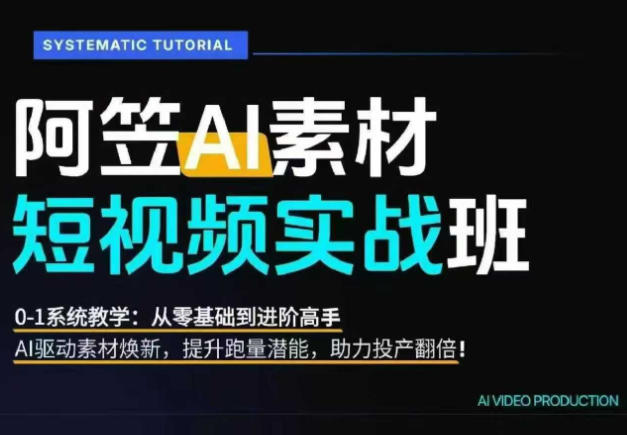 AI视频素材实战班，0-1系统教学，从零基础到进阶高手AI驱动素材焕新，提升跑量潜能，助力投产翻倍-大象聊项目