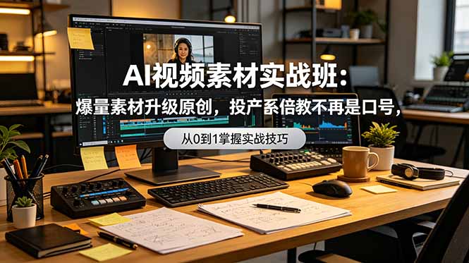 AI视频素材实战班：爆量素材升级原创，投产翻倍不再是口号，0-1系统教学实战落地-大象聊项目