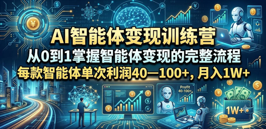 AI智能体变现训练营，从0到1掌握智能体变现的完整流程，每款智能体单次利润40—100+，月入1W+-大象聊项目