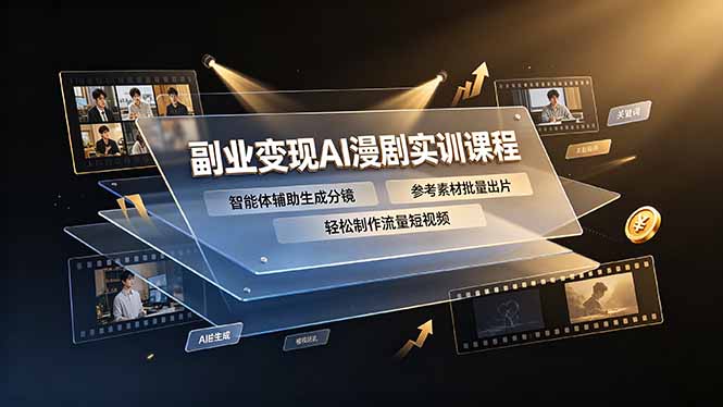 副业变现AI漫剧实训课程，智能体辅助生成分镜，参考素材批量出片，轻松制作流量短视频-大象聊项目