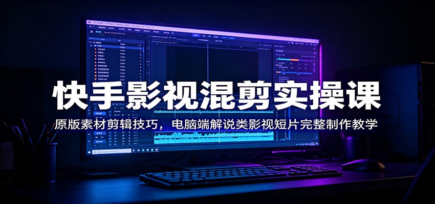 快手影视混剪实操课：原版素材剪辑技巧，电脑端解说类影视短片完整制作教学-大象聊项目