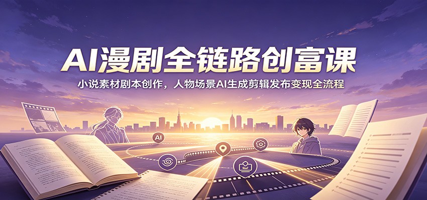 AI漫剧全链路创富课：小说素材剧本创作，人物场景AI生成剪辑发布变现全流程-大象聊项目