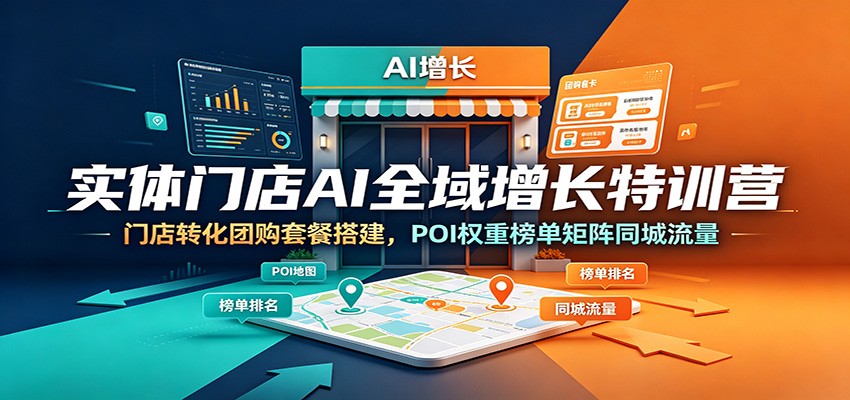 实体门店AI全域增长特训营：门店转化团购套餐搭建，POI权重榜单矩阵同城流量-大象聊项目